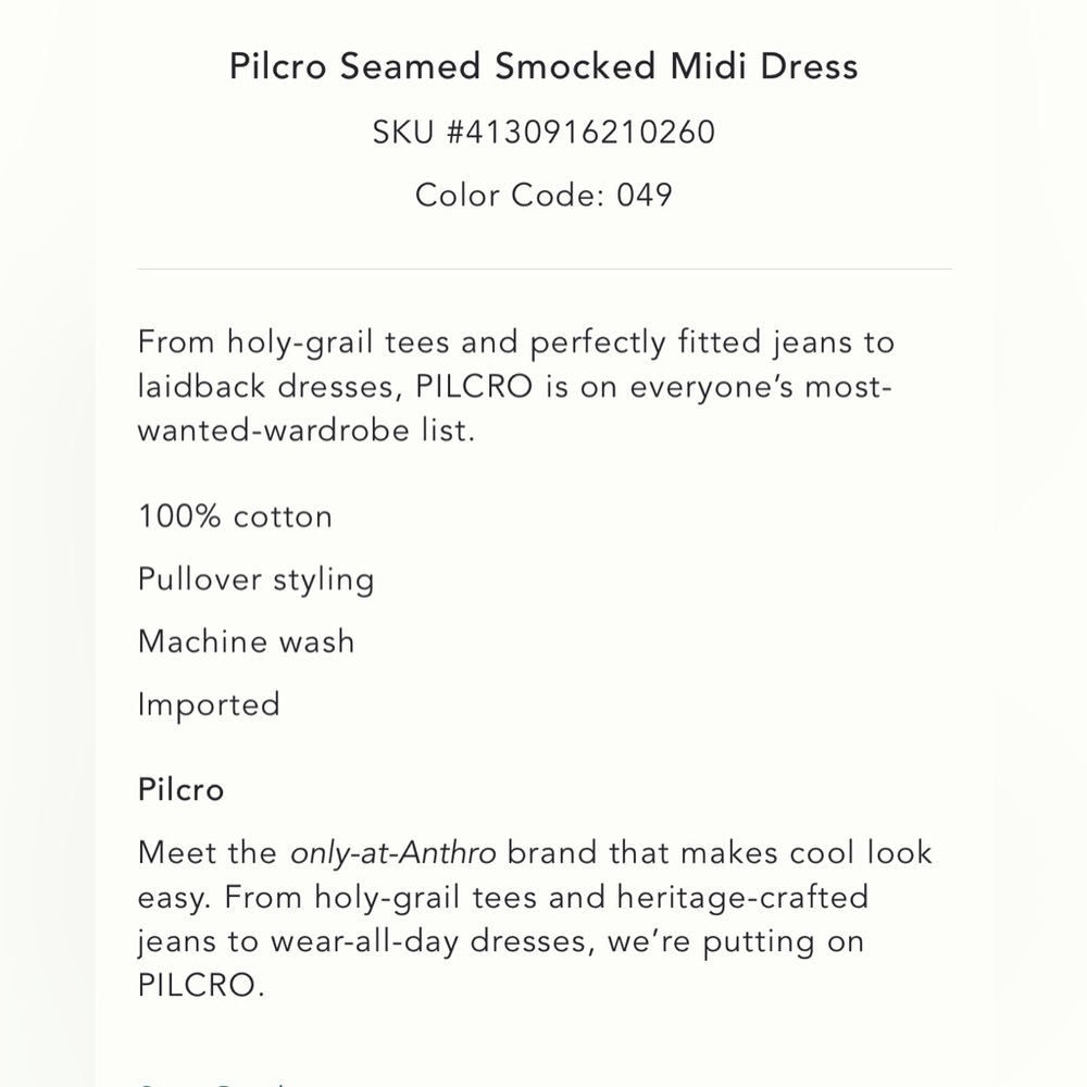 Small fits medium Anthropologie pilcro seamed smocked midi dress denim jean blue - Picture 4 of 16